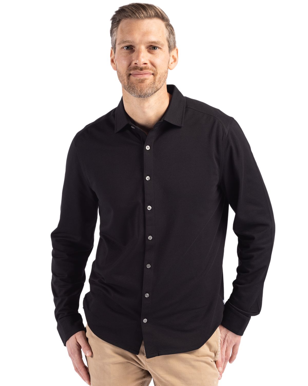 Cutter & Buck Advantage Recycled Cotton-Blend PiqueMensLong Sleeve ButtonDown Shirt - MCK01332