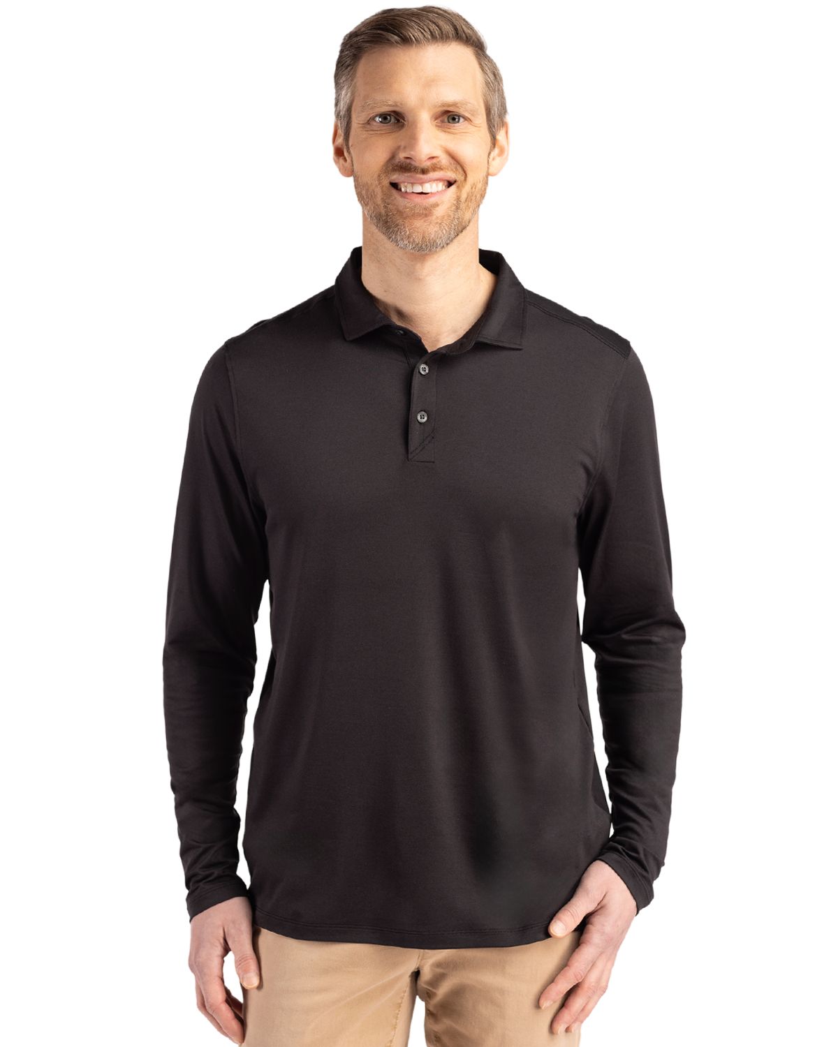 Cutter & Buck Coastline Recycled Double Peached Mens Long Sleeve Polo - MCK01335