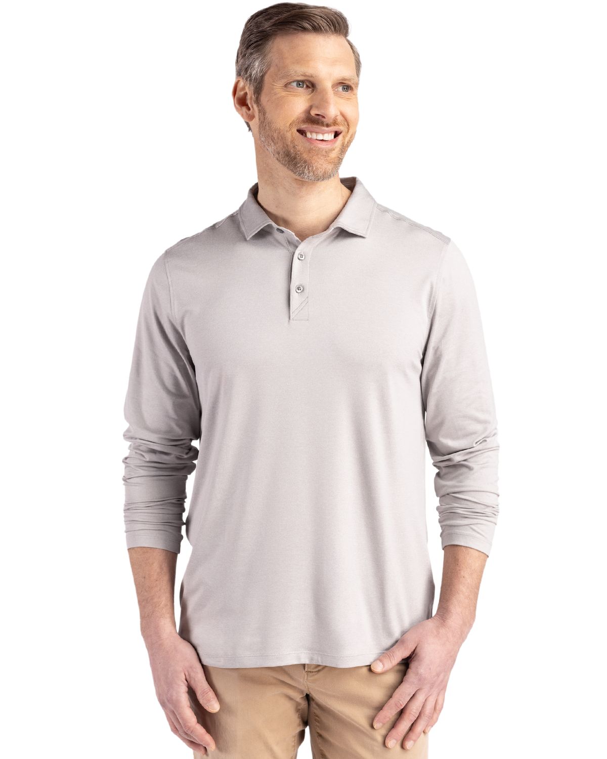 Cutter & Buck Coastline Recycled Double Peached Mens Long Sleeve Polo - MCK01335