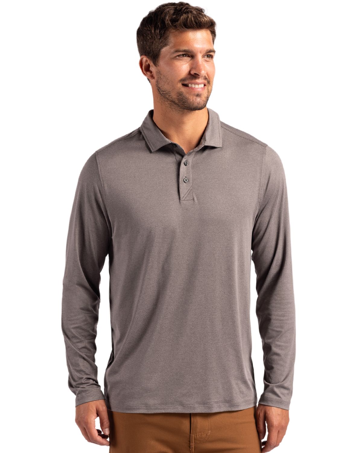 Cutter & Buck Coastline Recycled Double Peached Mens Long Sleeve Polo - MCK01335