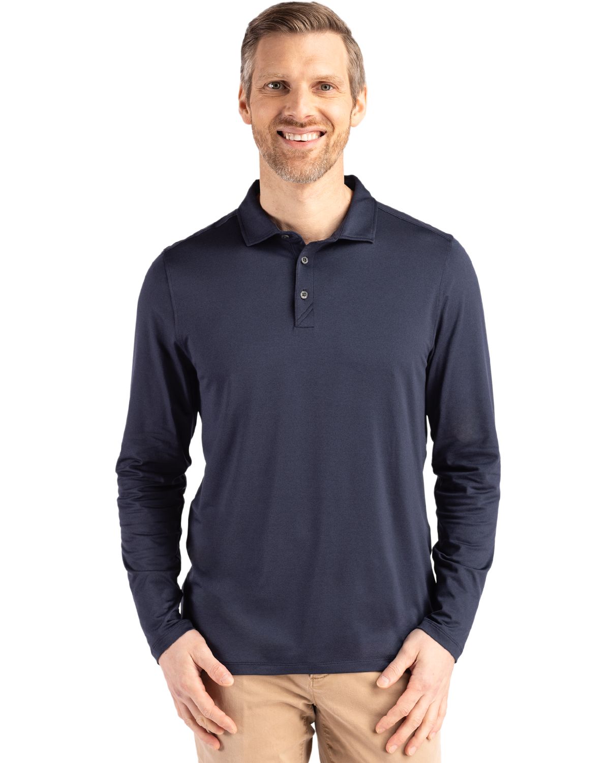 Cutter & Buck Coastline Recycled Double Peached Mens Long Sleeve Polo - MCK01335