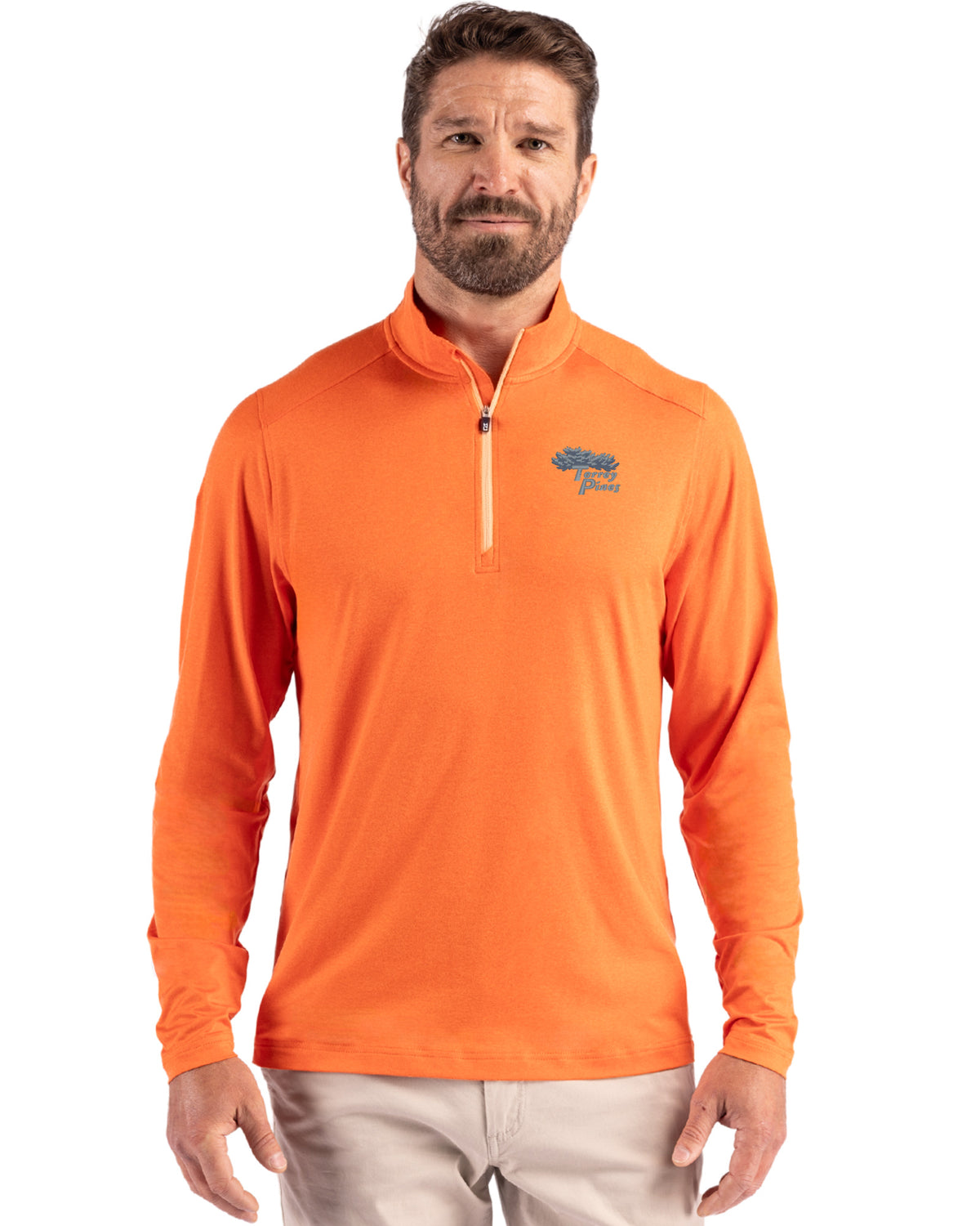Torrey Pines Cutter & Buck Coastline Recycled Double Peached Mens Quarter Zip Pullover - MCK01347-35492