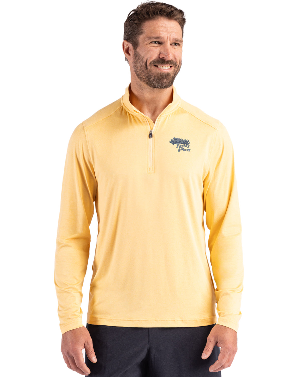 Torrey Pines Cutter & Buck Coastline Recycled Double Peached Mens Quarter Zip Pullover - MCK01347-35492