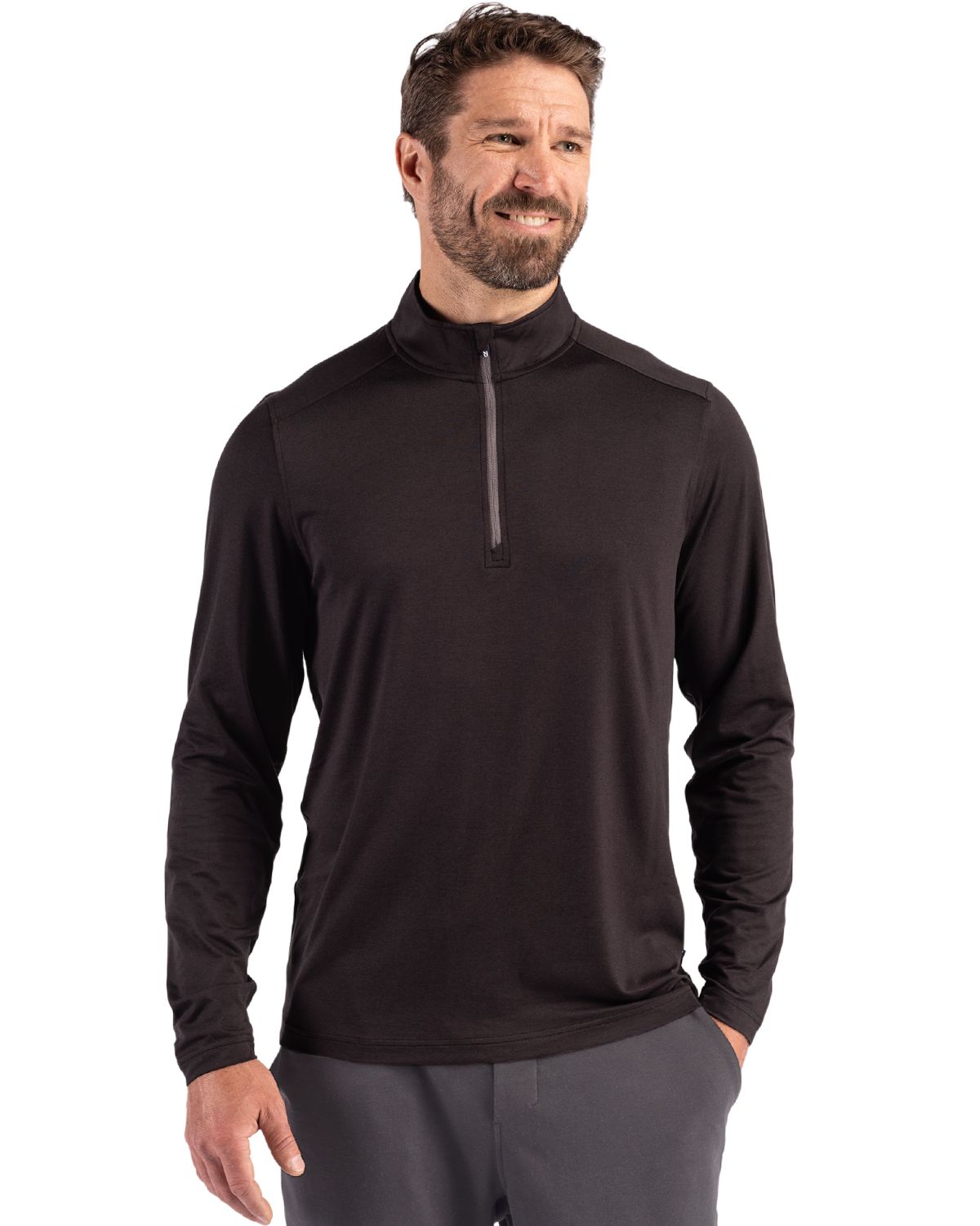 Cutter & Buck Coastline Recycled Double Peached Mens Quarter Zip Pullover - MCK01347