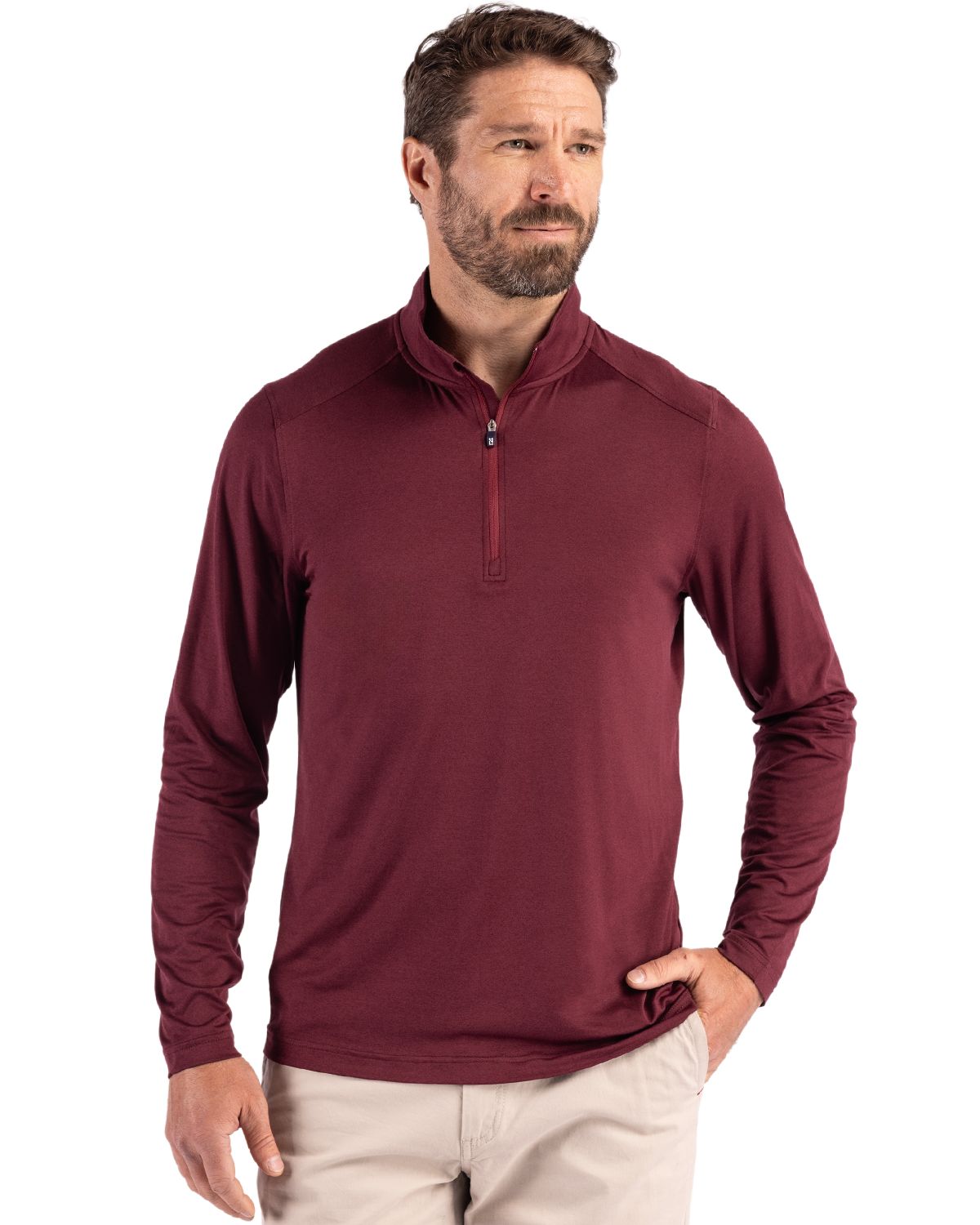 Cutter & Buck Coastline Recycled Double Peached Mens Quarter Zip Pullover - MCK01347