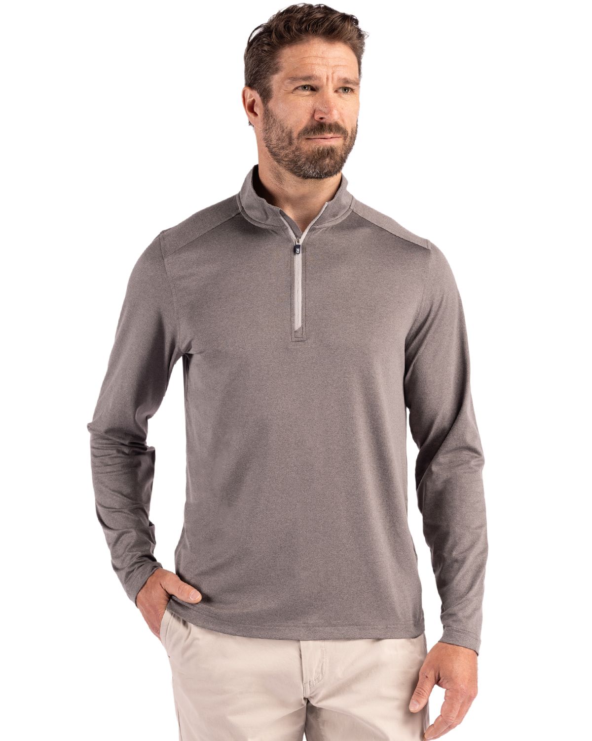 Cutter & Buck Coastline Recycled Double Peached Mens Quarter Zip Pullover - MCK01347