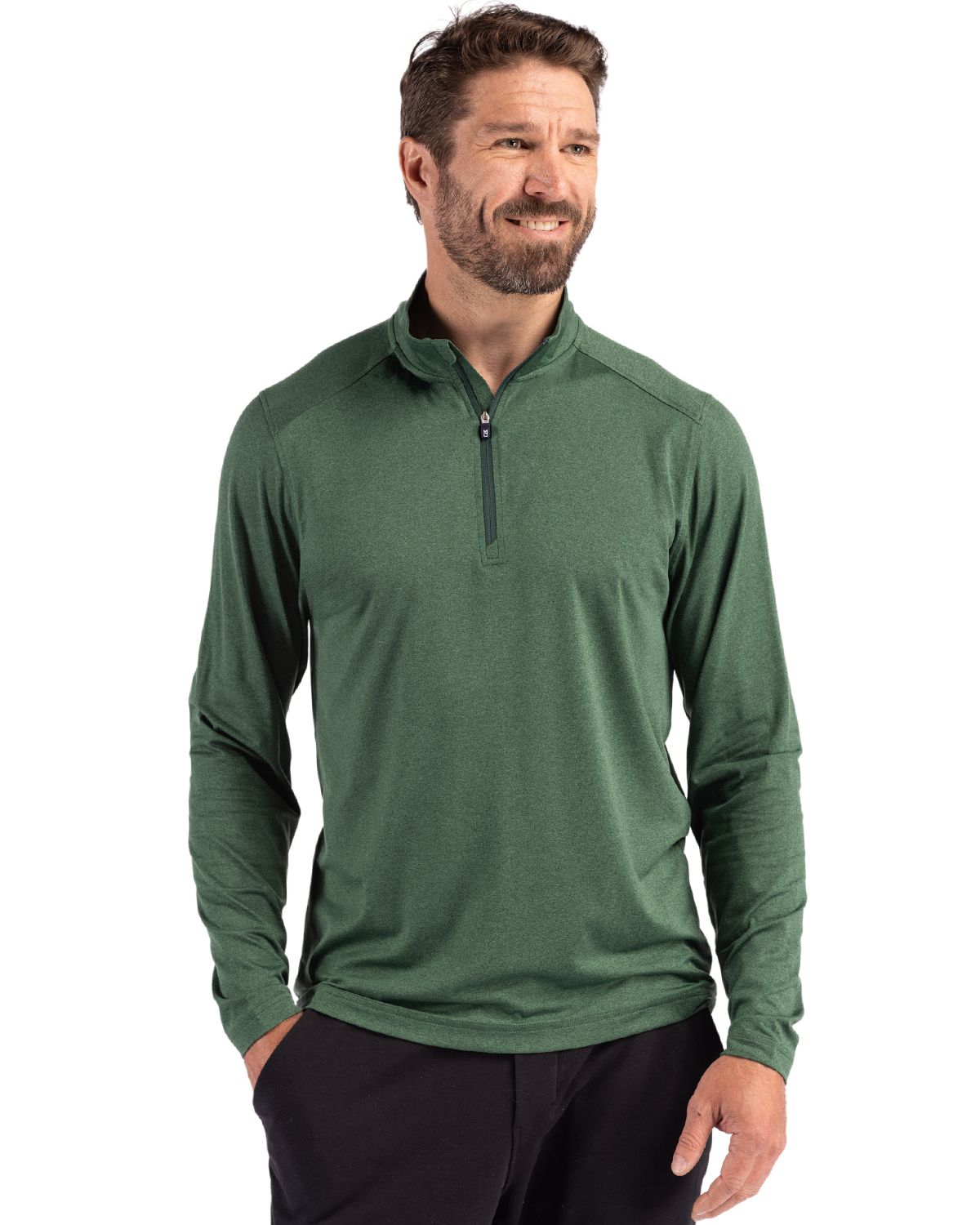 Cutter & Buck Coastline Recycled Double Peached Mens Quarter Zip Pullover - MCK01347