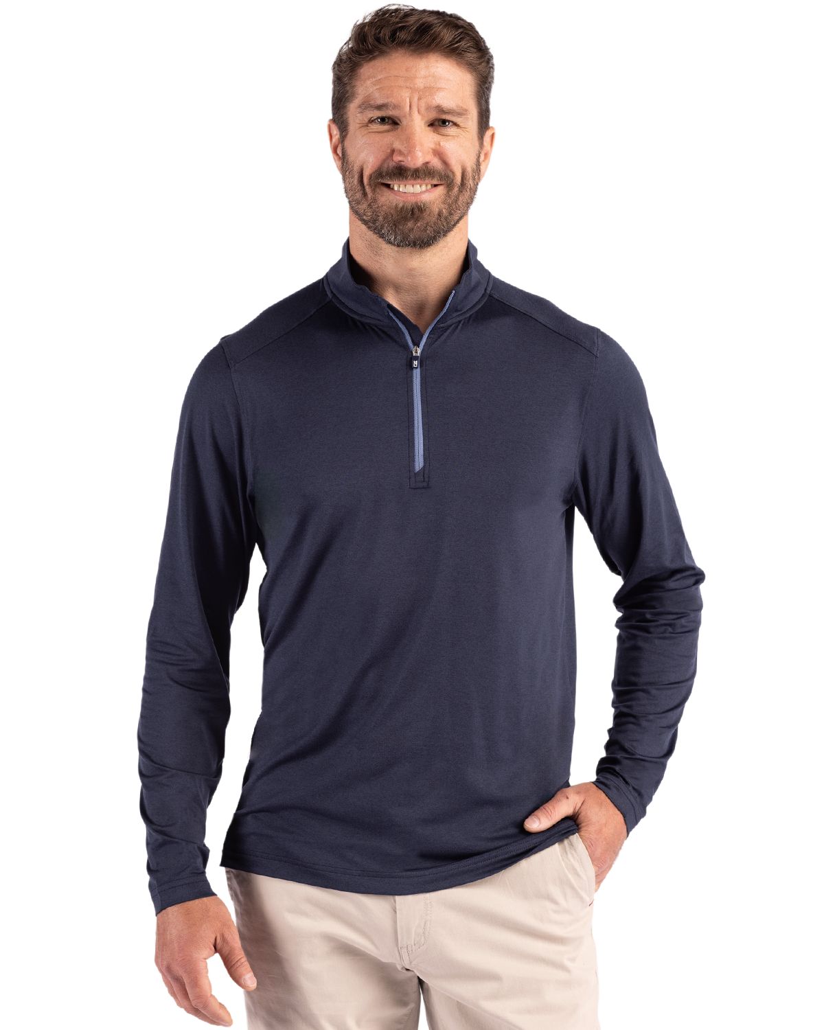 Cutter & Buck Coastline Recycled Double Peached Mens Quarter Zip Pullover - MCK01347
