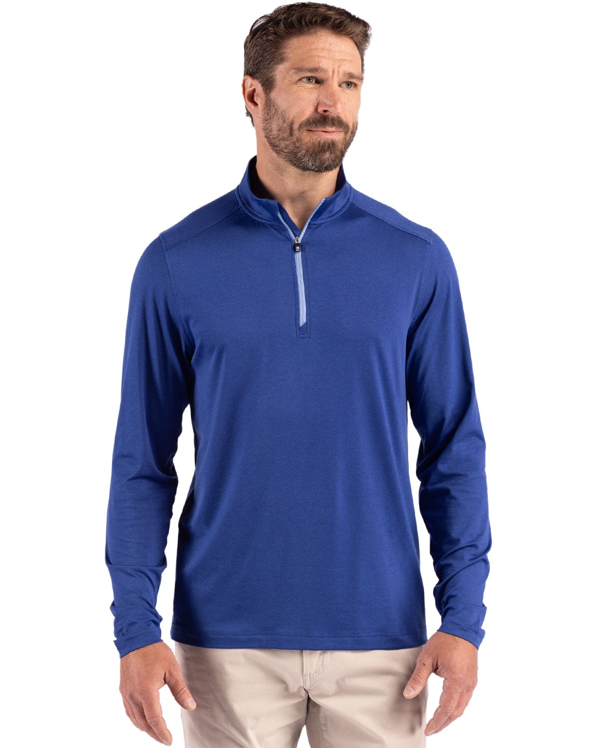 Cutter & Buck Coastline Recycled Double Peached Mens Quarter Zip Pullover - MCK01347
