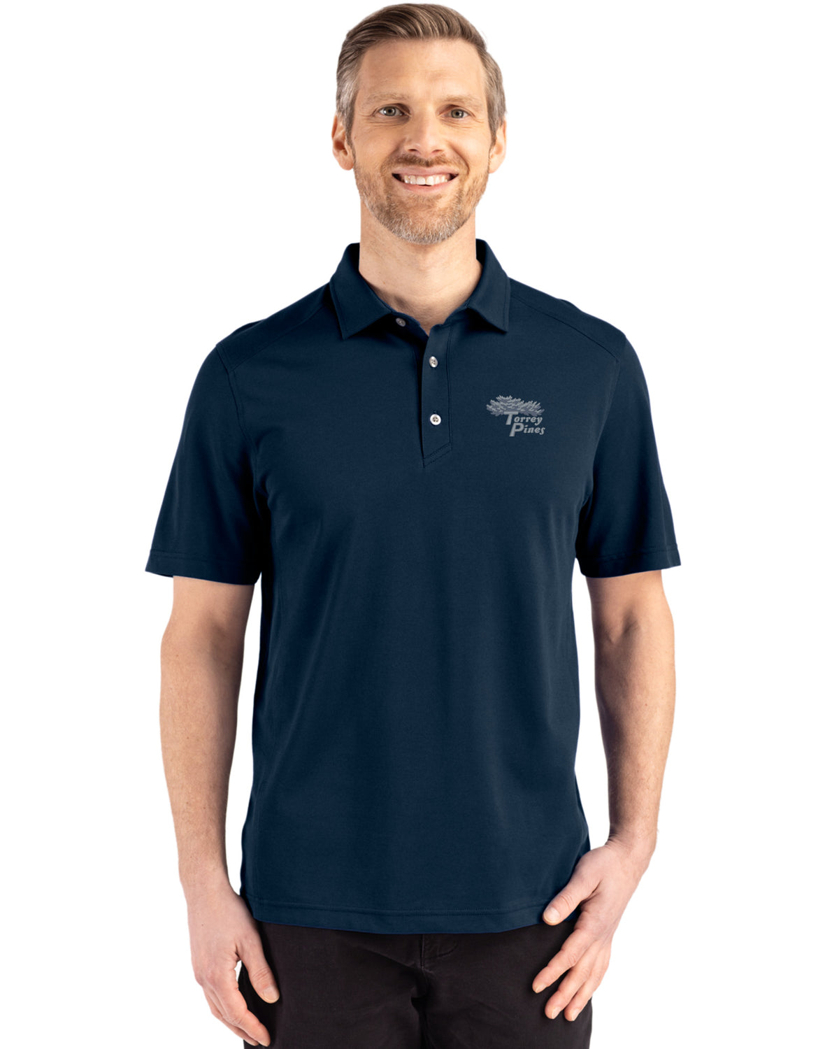 Torrey Pines Cutter & Buck Advantage Refresh Recycled Cotton-Blend Pique Mens Polo - MCK01358-35492