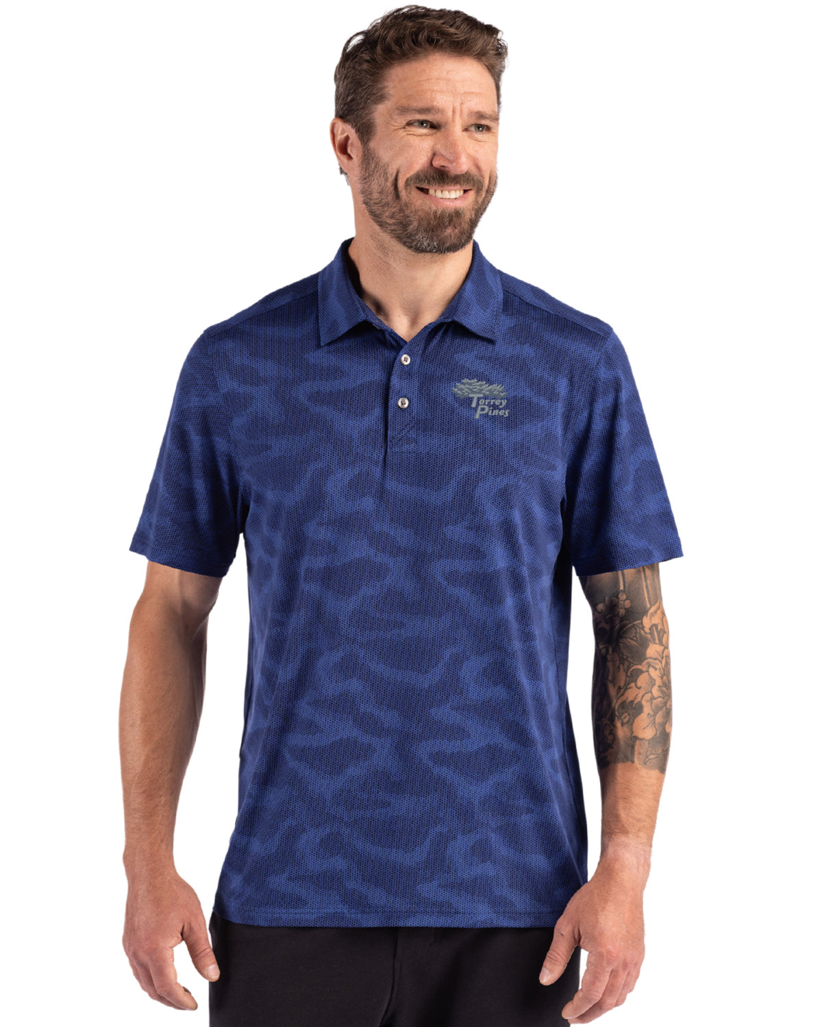 Torrey Pines Cutter & Buck Coastline Recycled Double Peached Camo Print Mens Polo - MCK01359-35492
