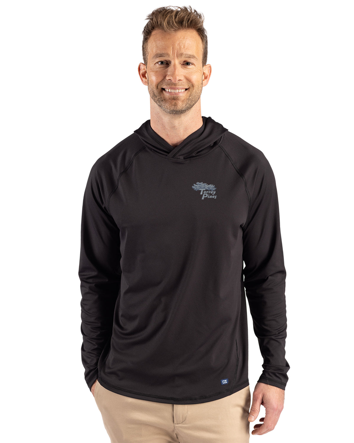 Torrey Pines Cutter & Buck Prospect Recycled Featherlight Stretch Mens Hooded Pullover - MCK01363-35492