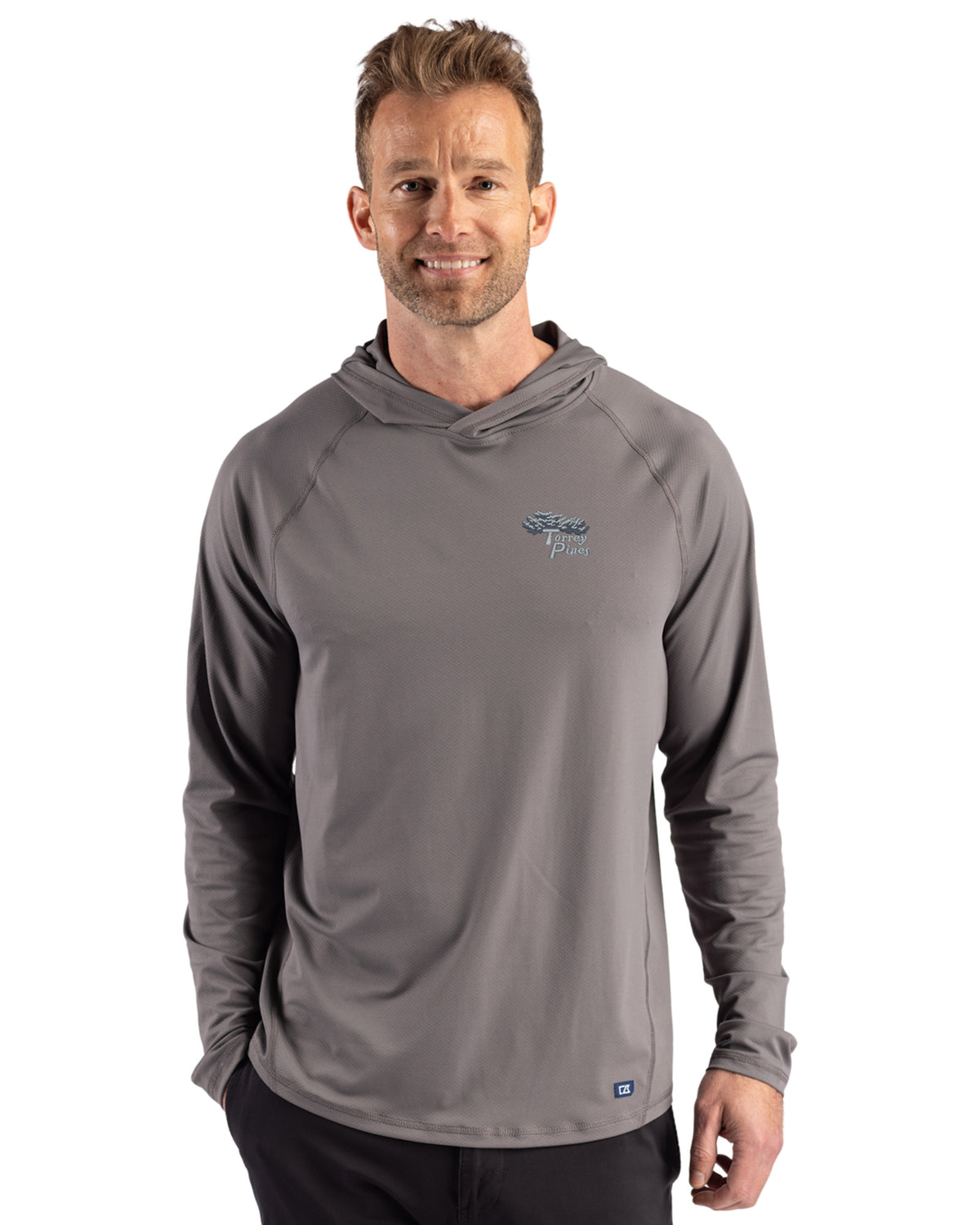 Torrey Pines Cutter & Buck Prospect Recycled Featherlight Stretch Mens Hooded Pullover - MCK01363-35492