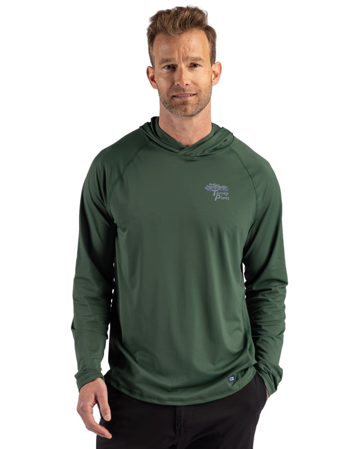 Torrey Pines Cutter & Buck Prospect Recycled Featherlight Stretch Mens Hooded Pullover - MCK01363-35492