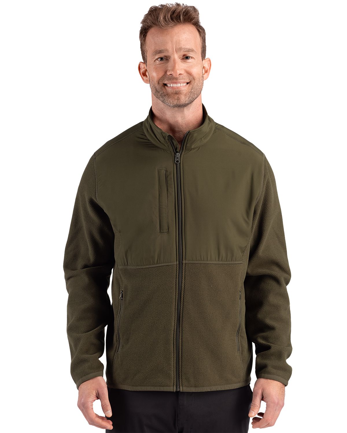 Cutter & Buck Hunts Point Recycled Fleece Mens Hybrid Full Zip Jacket - MCK01370