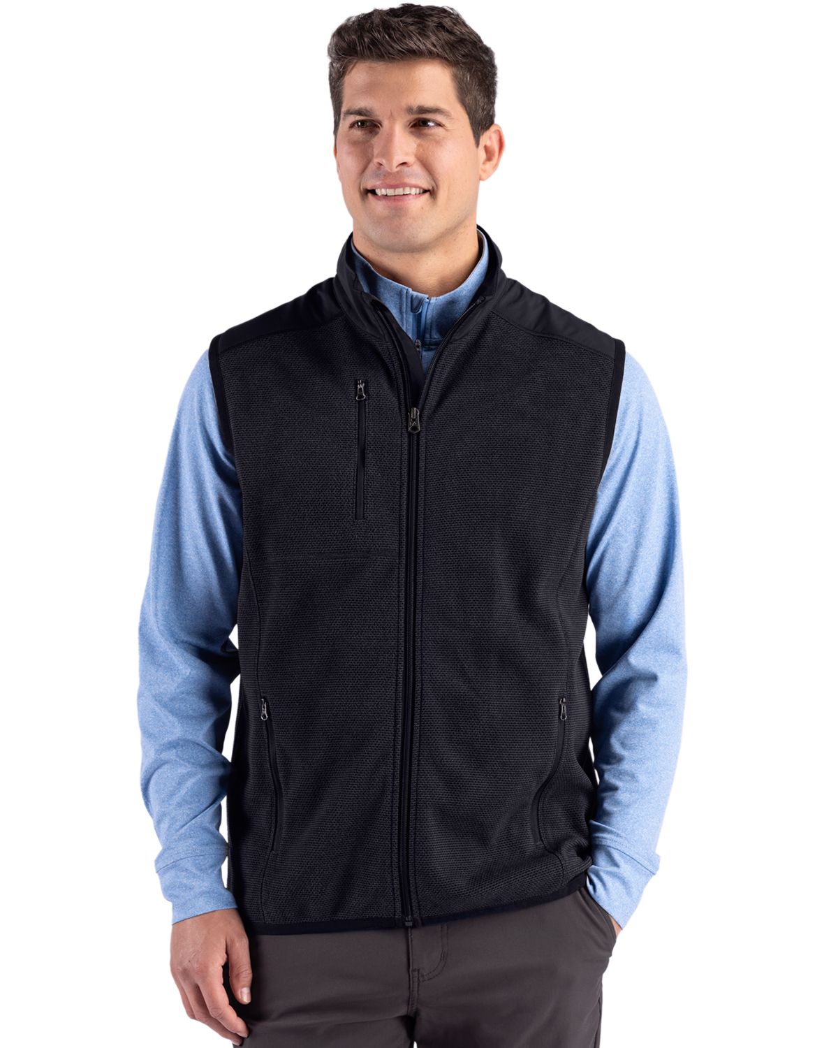 Cutter & Buck Hunts Point Recycled Fleece Mens Hybrid Full Zip Vest - MCK01372