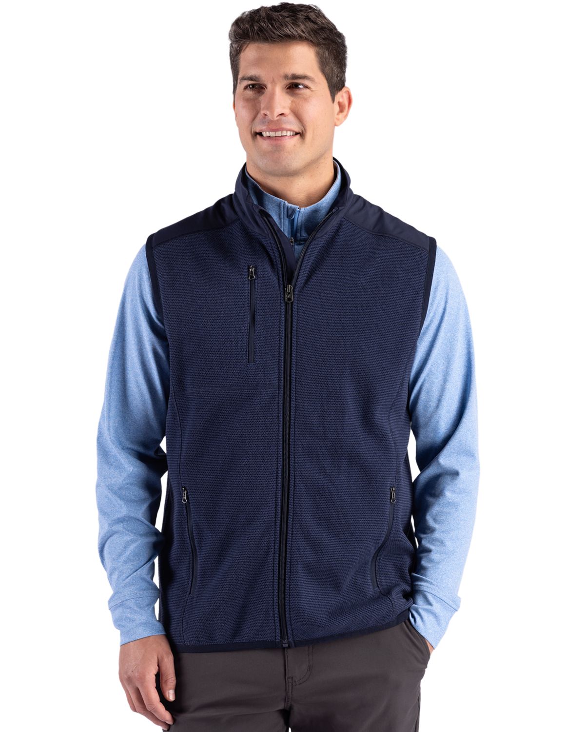 Cutter & Buck Hunts Point Recycled Fleece Mens Hybrid Full Zip Vest - MCK01372