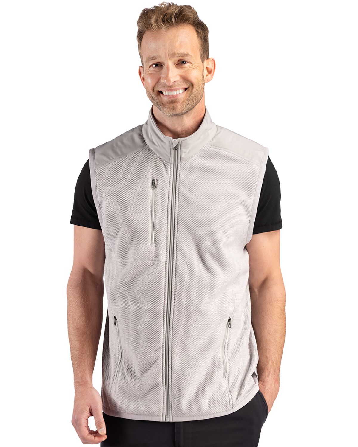 Cutter & Buck Hunts Point Recycled Fleece Mens Hybrid Full Zip Vest - MCK01372