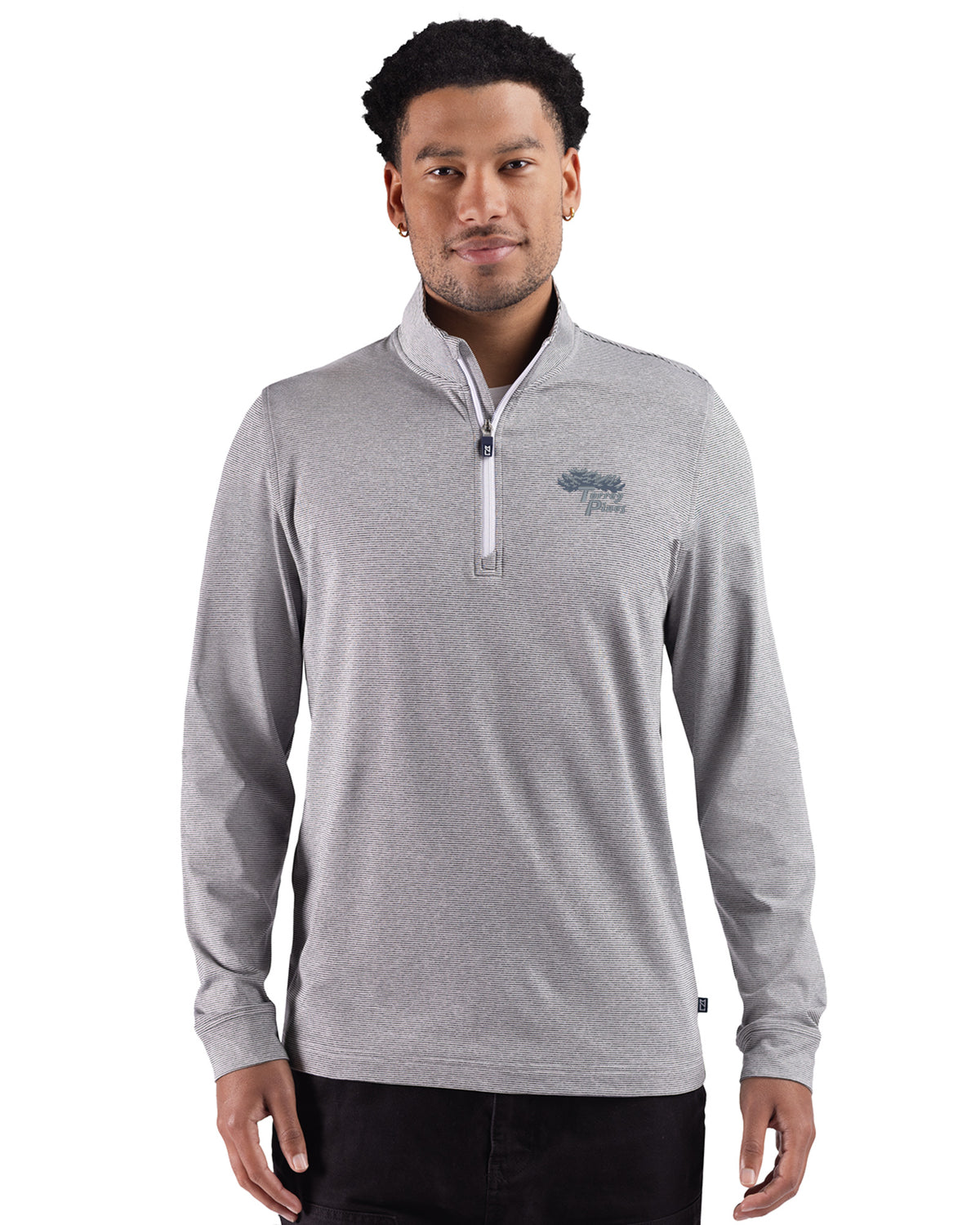 Torrey Pines Cutter & Buck Adapt Recycled Soft Knit Stripe Mens Quarter Zip Pullover - MCK01379-35492