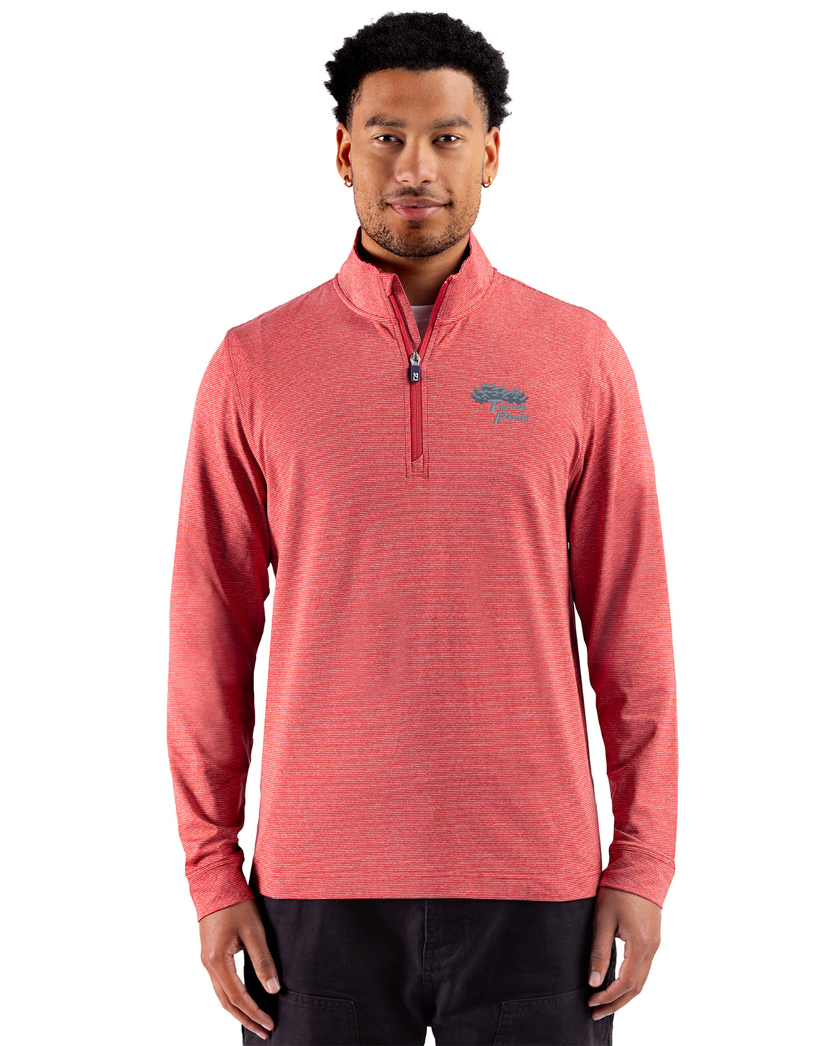 Torrey Pines Cutter & Buck Adapt Recycled Soft Knit Stripe Mens Quarter Zip Pullover - MCK01379-35492