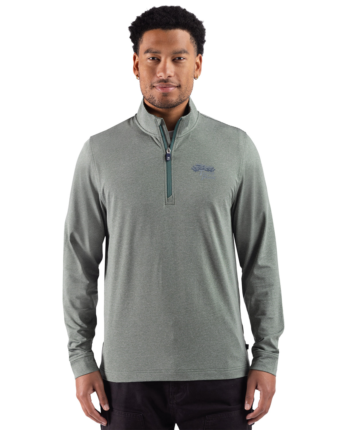 Torrey Pines Cutter & Buck Adapt Recycled Soft Knit Stripe Mens Quarter Zip Pullover - MCK01379-35492