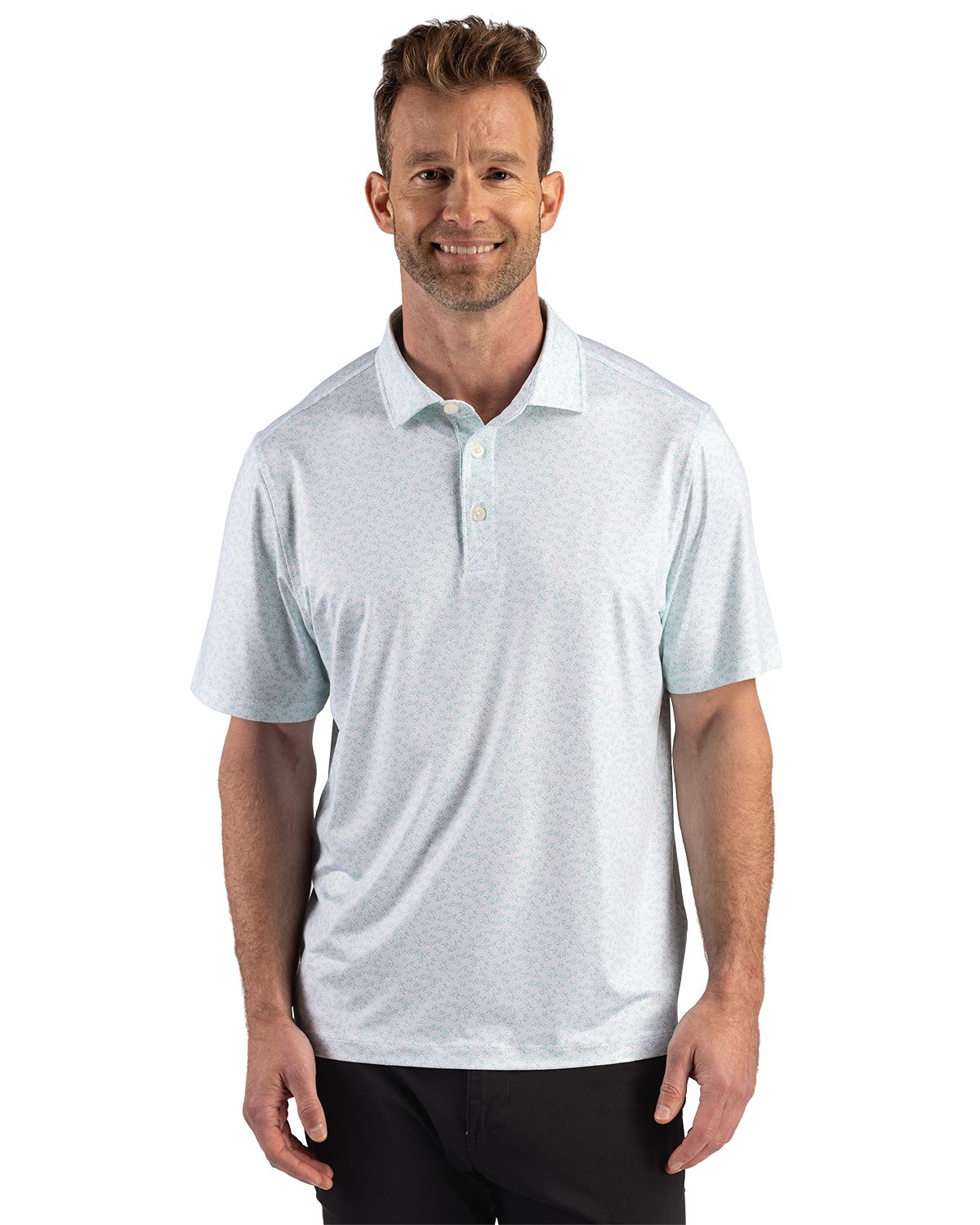 Cutter & Buck Pike Recycled Fern Print Mens Polo - MCK01391