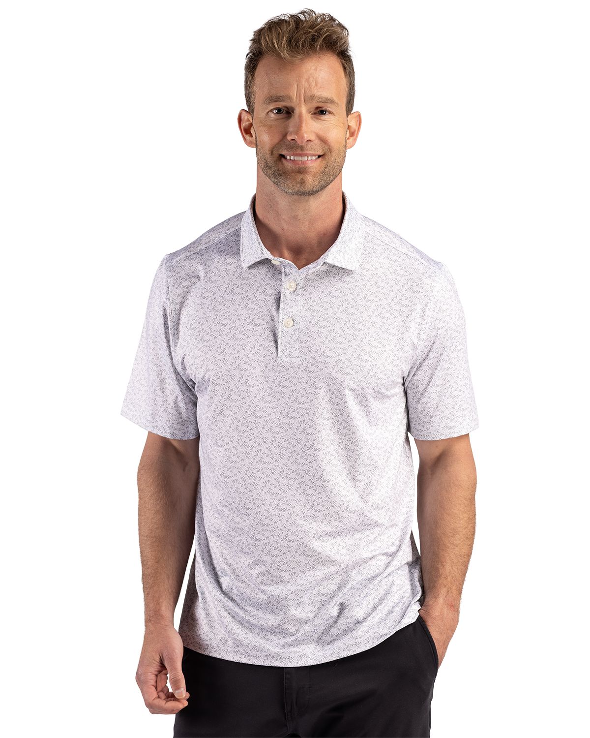 Cutter & Buck Pike Recycled Fern Print Mens Big & Tall Polo - BCK01391