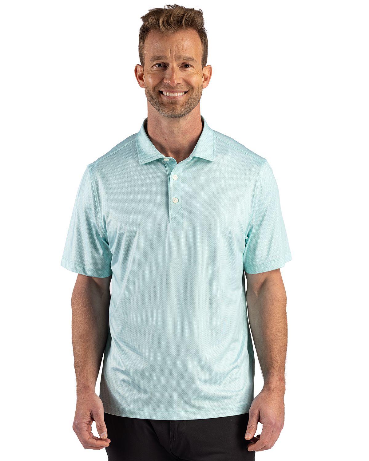 Cutter & Buck Pike Recycled Lattice Print Mens Polo - MCK01392