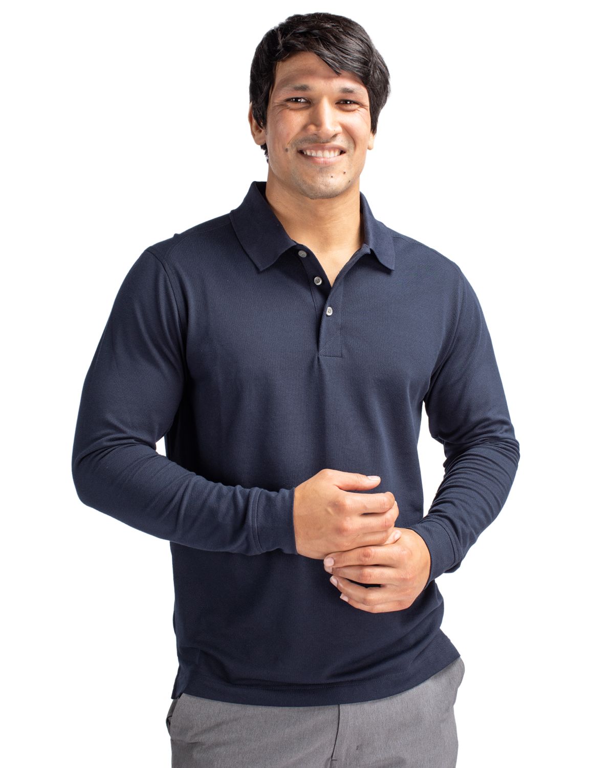 Cutter & Buck Advantage Recycled Cotton-Blend PiqueMensBig & Tall Long Sleeve Polo - BCK09322