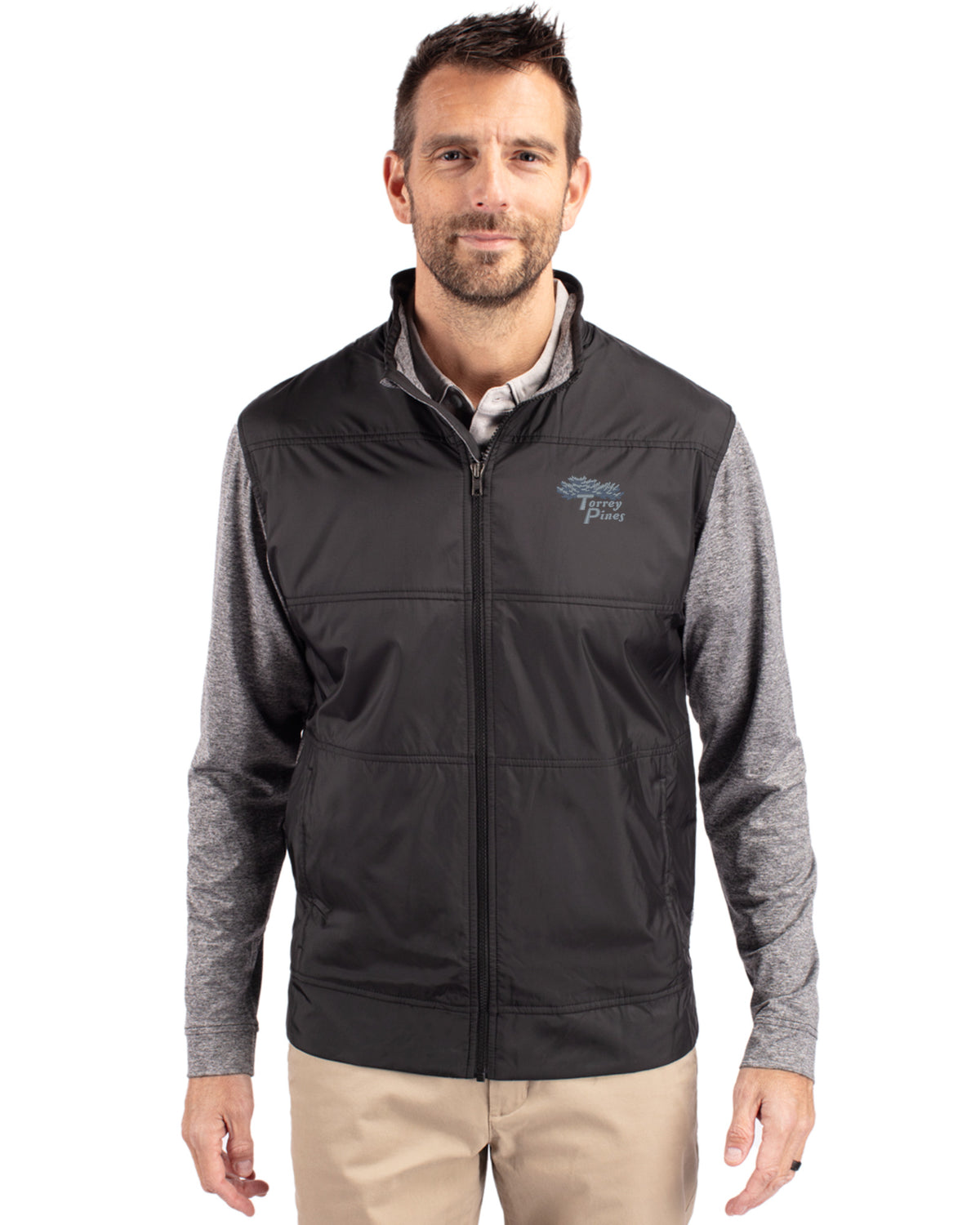 Torrey Pines Cutter & Buck Stealth Recycled Hybrid Quilted Mens Windbreaker Jacket - MCK09406-35492