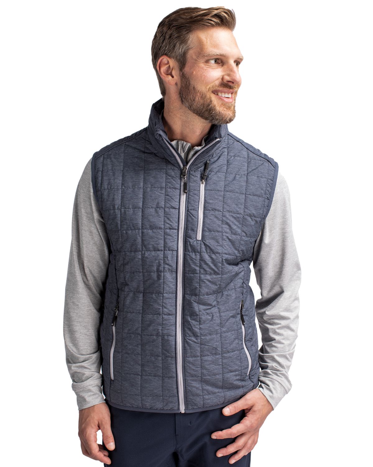 Cutter & Buck Rainier Recycled Insulated Puffer Mens Big & Tall Full Zip Vest - BCO00019