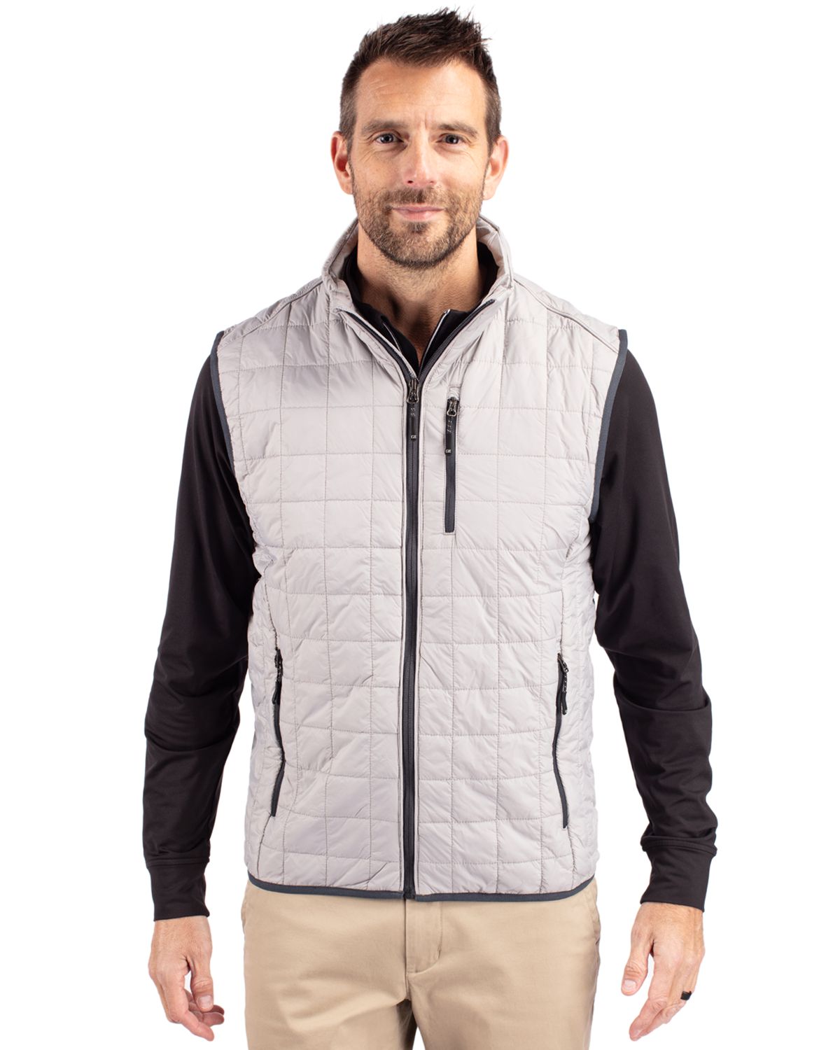 Cutter & Buck Rainier Recycled Insulated Puffer Mens Big & Tall Full Zip Vest - BCO00019