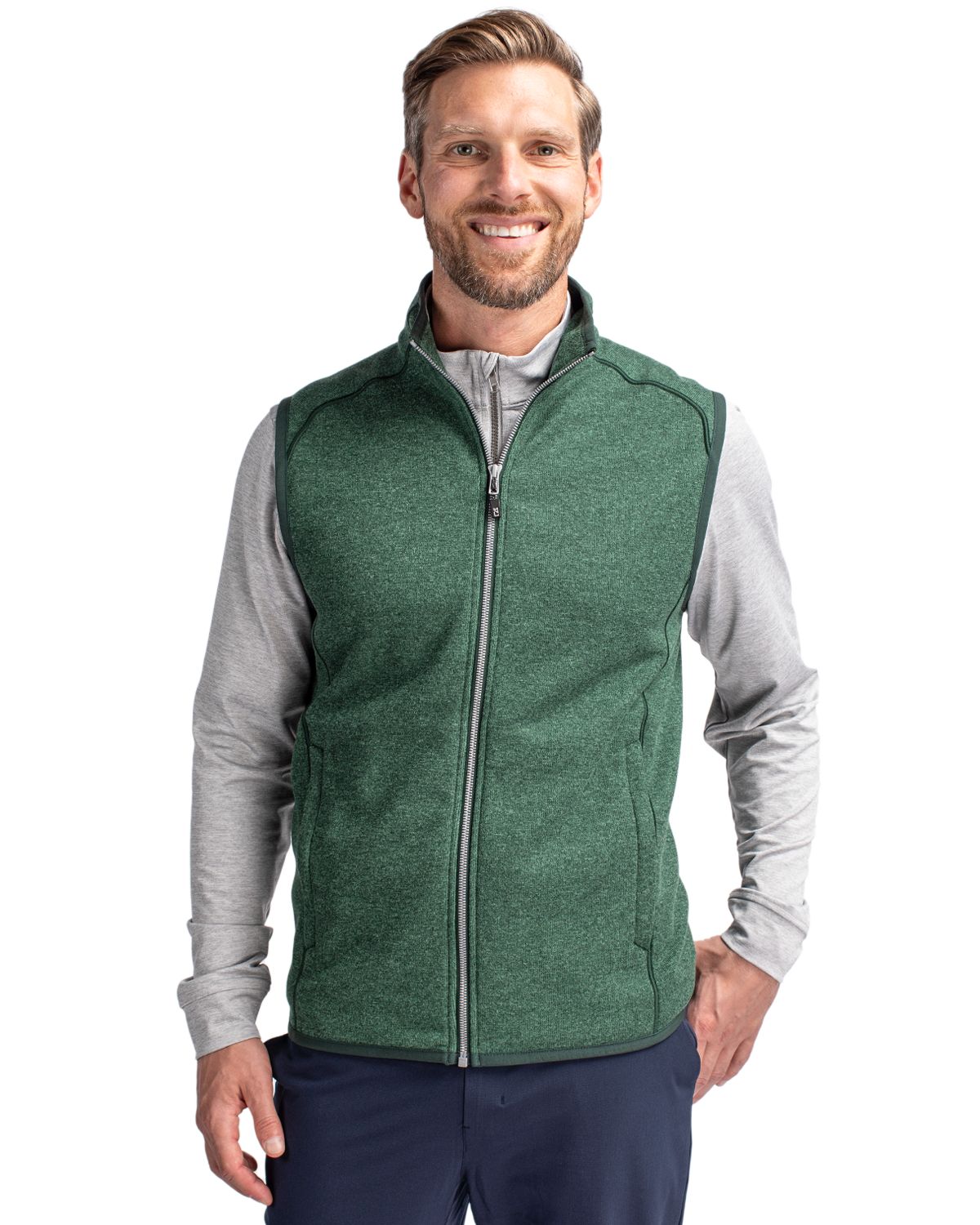 Cutter & Buck Mainsail Sweater-Knit Mens Full Zip Vest - MCO00047