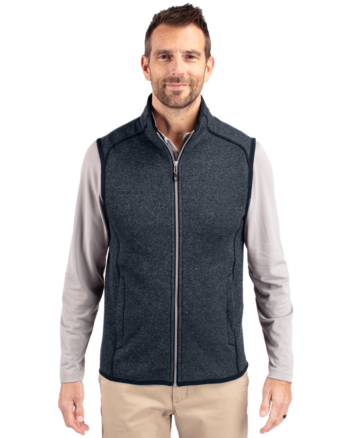 Cutter & Buck Mainsail Sweater-Knit Mens Full Zip Vest - MCO00047