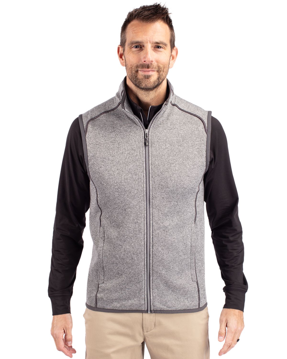 Cutter & Buck Mainsail Sweater-Knit Mens Full Zip Vest - MCO00047