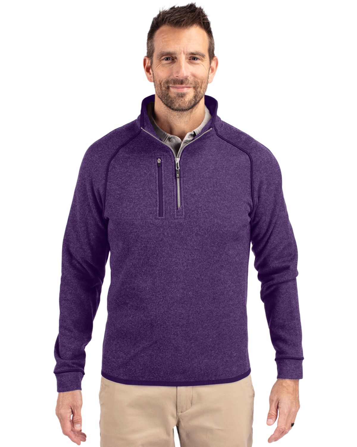 Cutter & Buck Mainsail Sweater-Knit Mens Half Zip Jacket - MCO00049