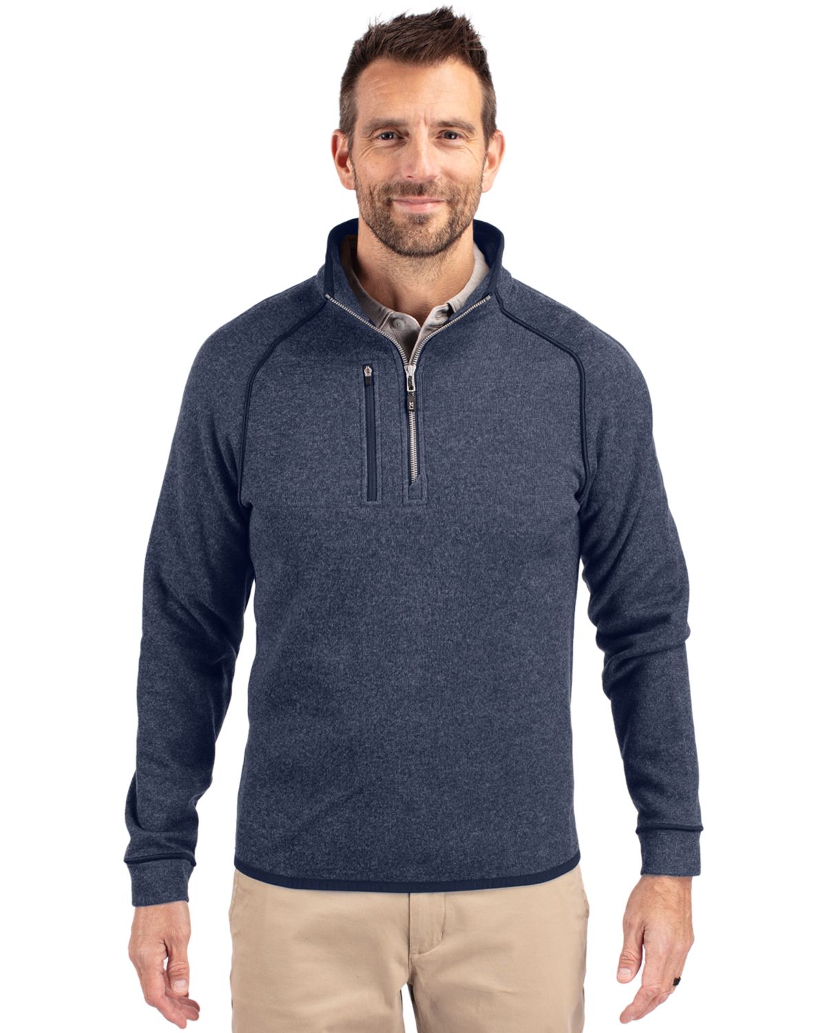 Cutter & Buck Mainsail Sweater-Knit Mens Half Zip Jacket - MCO00049
