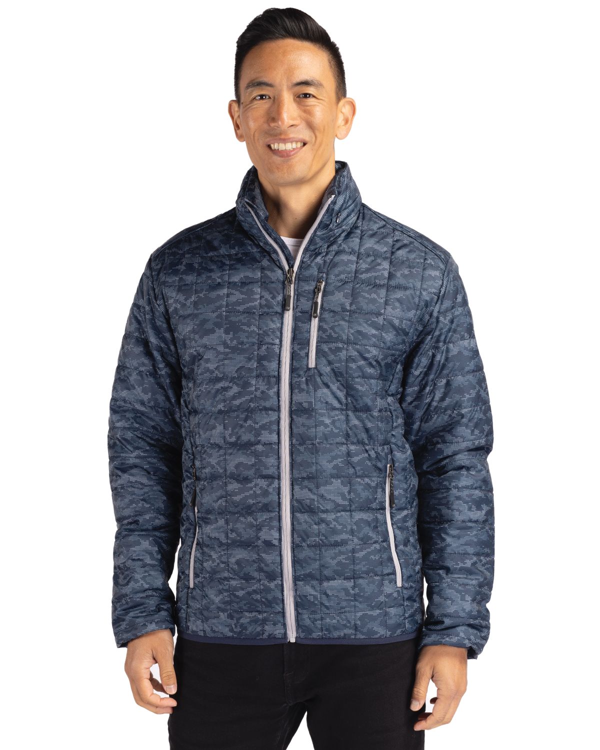 Cutter & Buck Rainier Recycled Insulated Printed Puffer Mens Full Zip Jacket - MCO00068