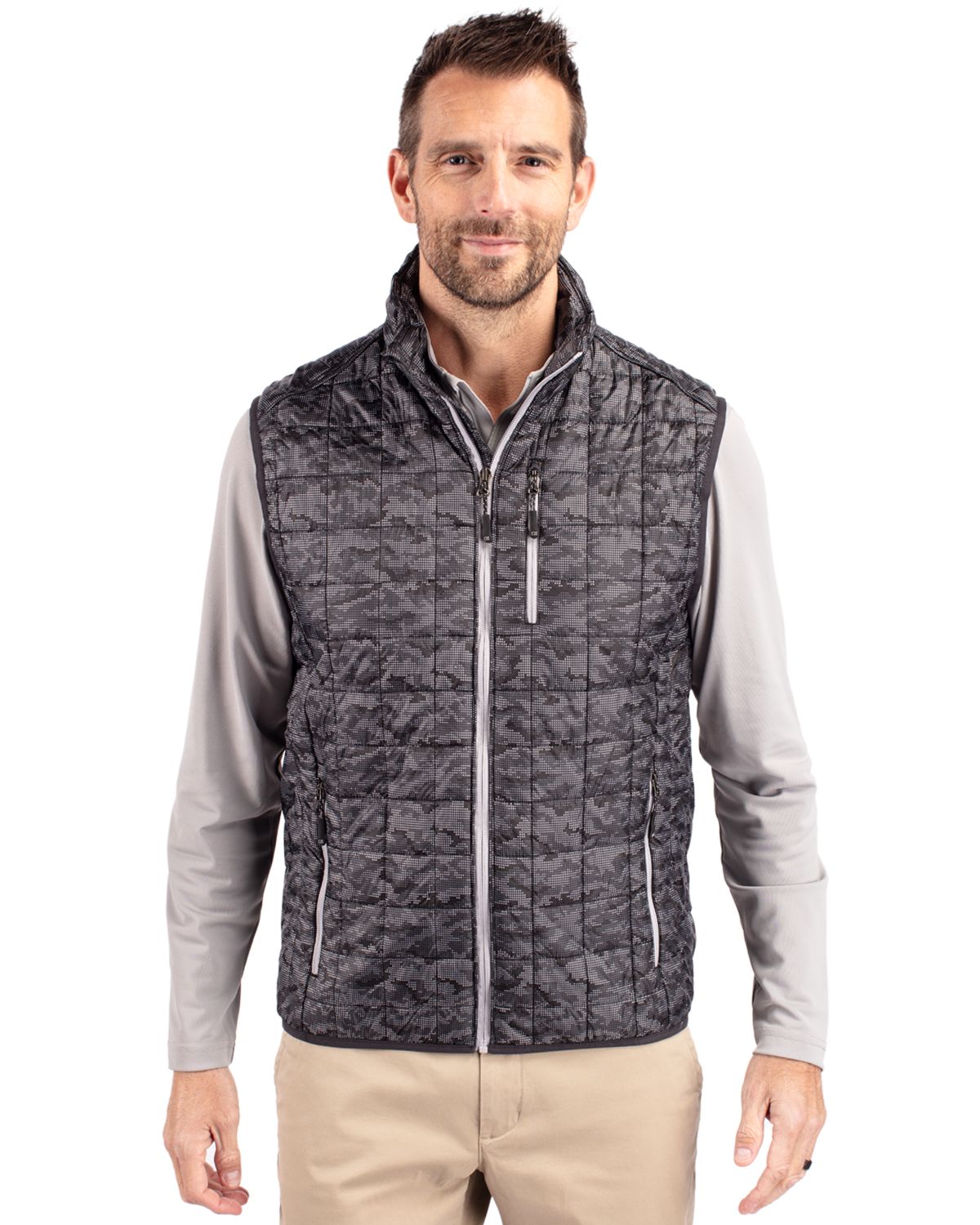 Cutter & Buck Rainier Recycled Insulated Printed Puffer Mens Full Zip Vest - MCO00069