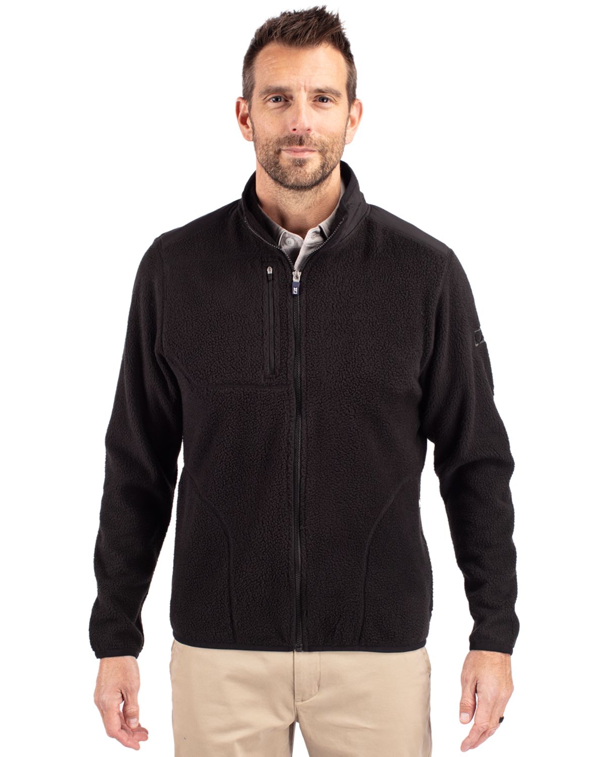 Cutter & Buck Cascade Epic Comfort Recycled Sherpa Fleece Mens Full Zip Jacket - MCO00070