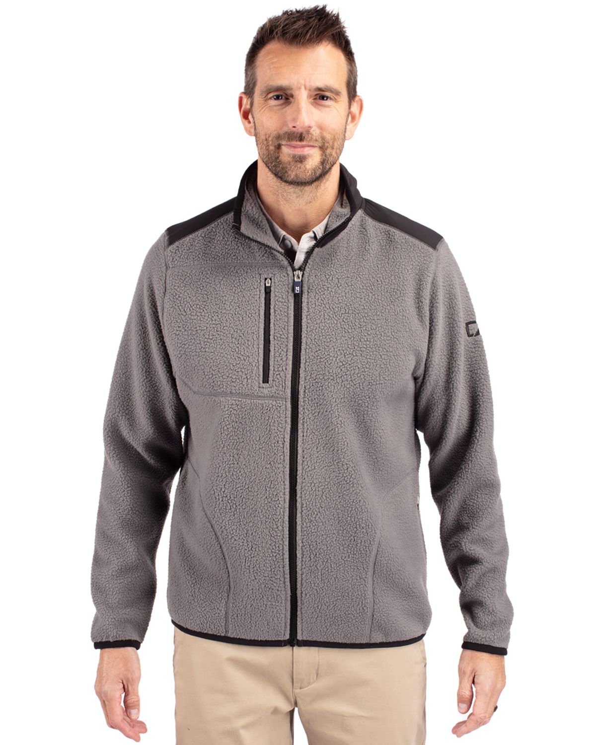 Cutter & Buck Cascade Epic Comfort Recycled Sherpa Fleece Mens Full Zip Jacket - MCO00070