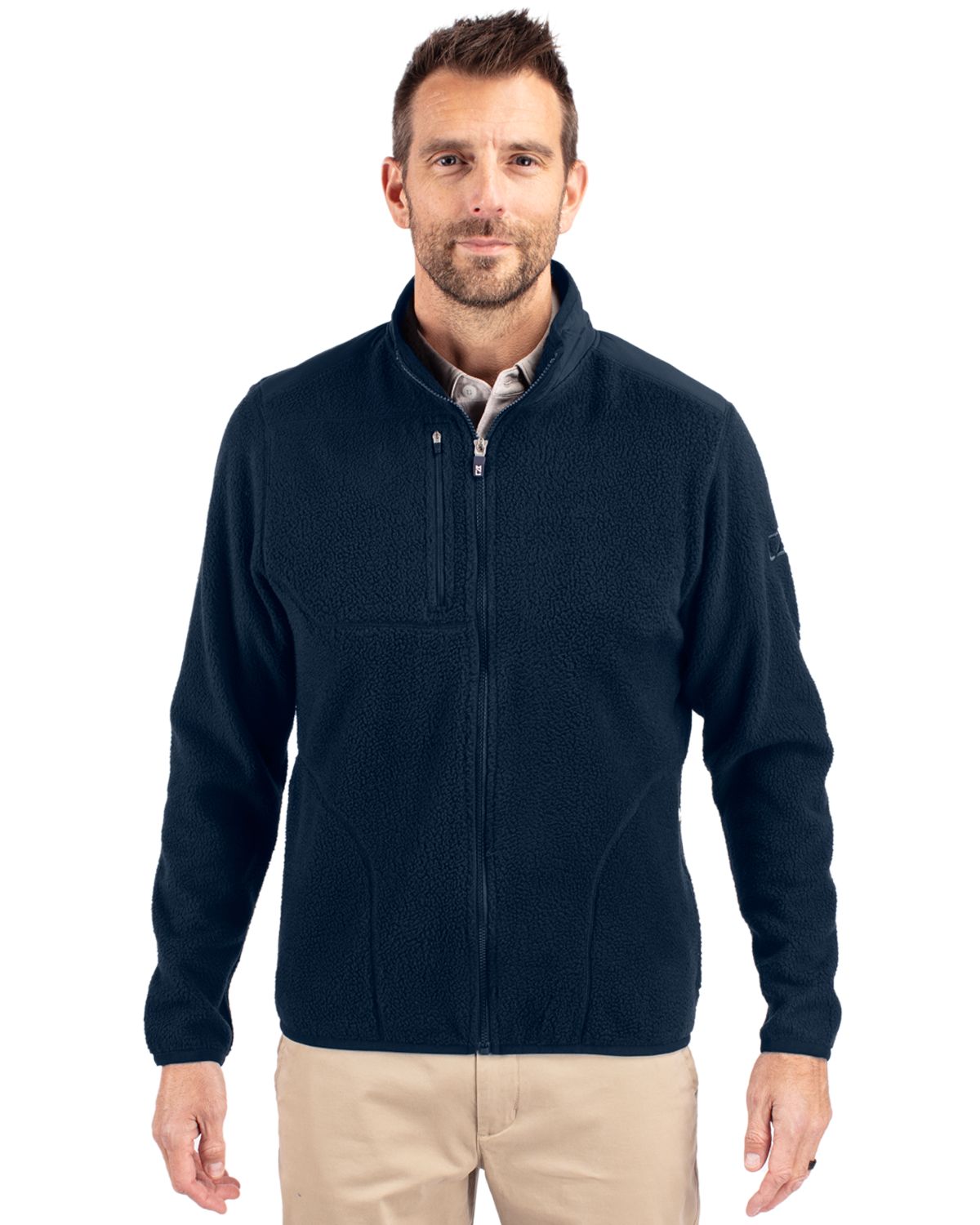 Cutter & Buck Cascade Epic Comfort Recycled Sherpa Fleece Mens Big & Tall Full Zip Jacket - BCO00070