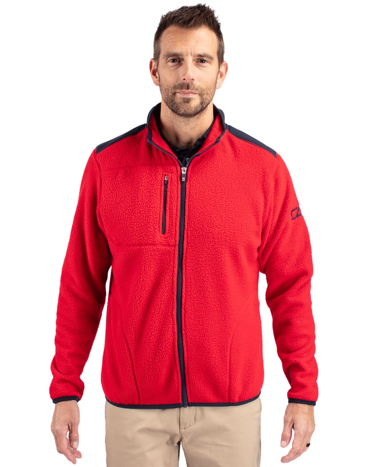 Cutter & Buck Cascade Epic Comfort Recycled Sherpa Fleece Mens Big & Tall Full Zip Jacket - BCO00070