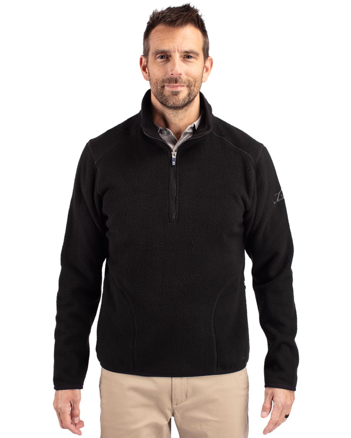 Cutter & Buck Cascade Epic Comfort Recycled Sherpa Fleece Mens Quarter Zip Jacket - MCO00071