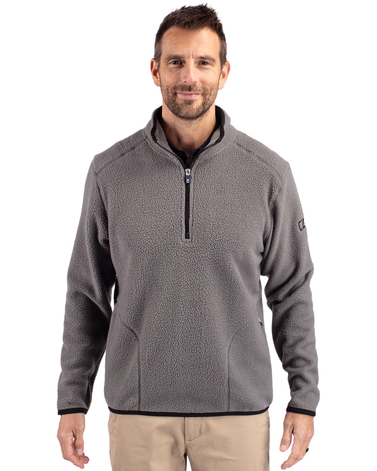 Cutter & Buck Cascade Epic Comfort Recycled Sherpa Fleece Mens Quarter Zip Jacket - MCO00071
