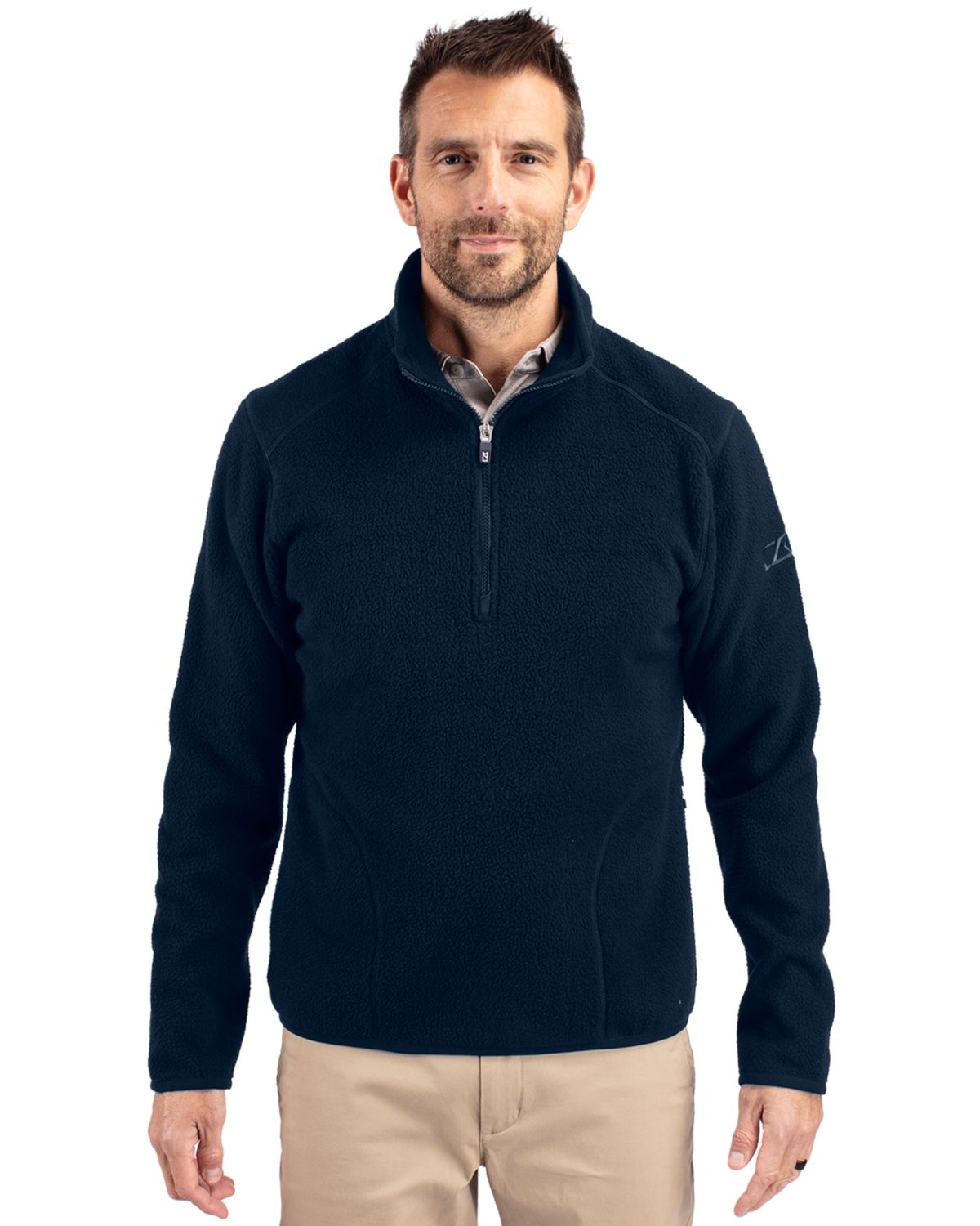 Cutter & Buck Cascade Epic Comfort Recycled Sherpa Fleece Mens Quarter Zip Jacket - MCO00071