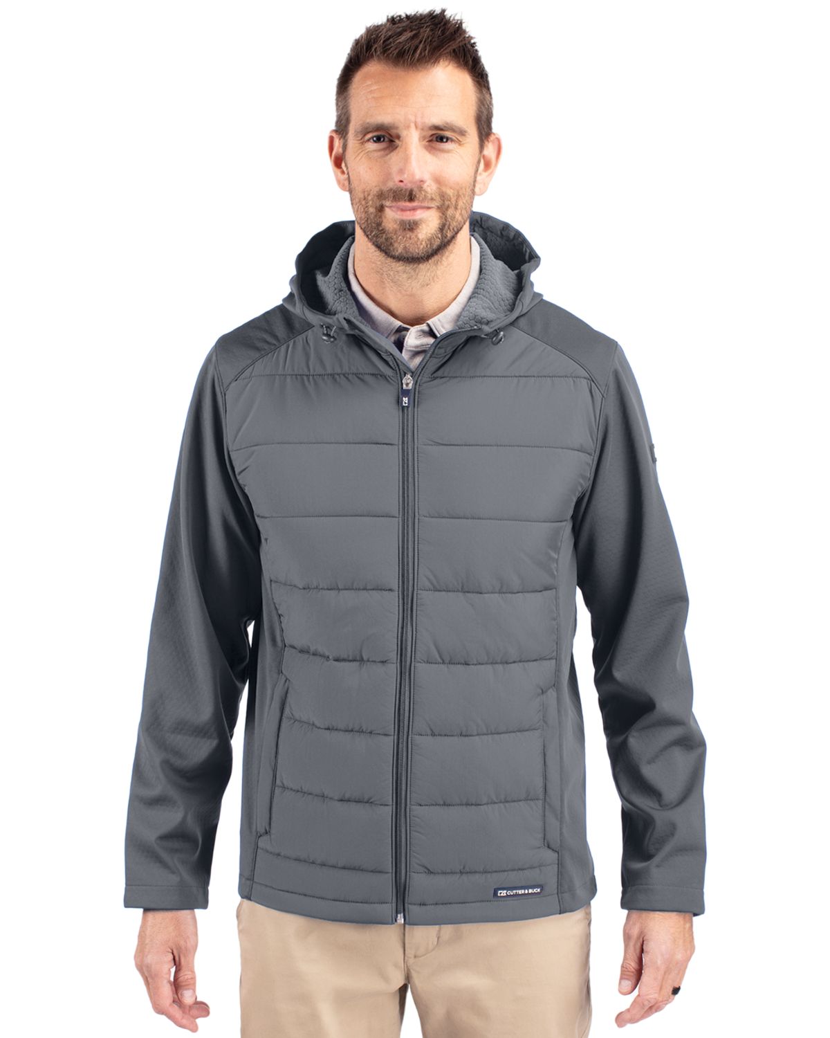 Cutter & Buck Evoke RecycledHoneycombFleeceMensBig & Tall Hybrid Full Zip Jacket - BCO00077