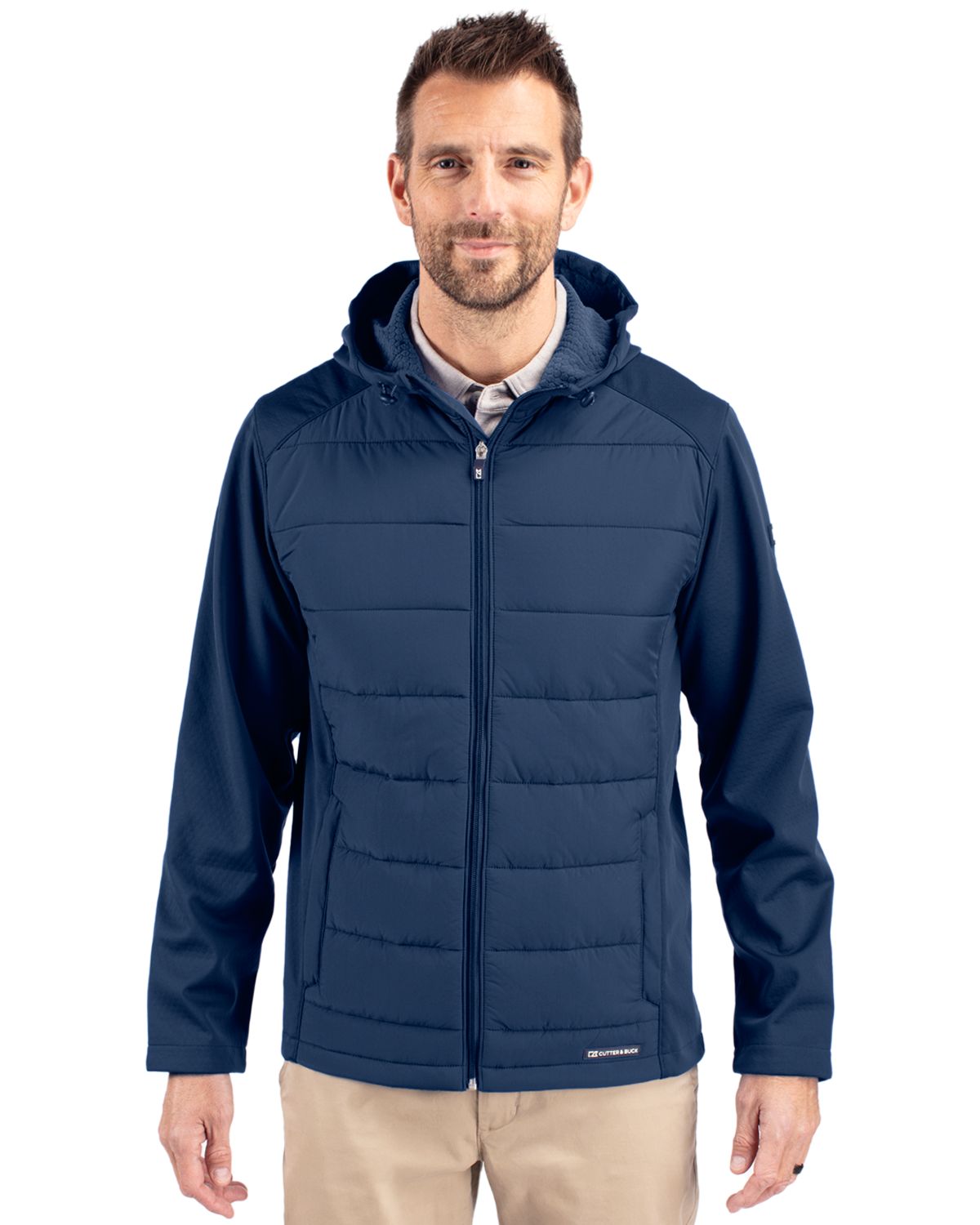 Cutter & Buck Evoke RecycledHoneycombFleeceMensBig & Tall Hybrid Full Zip Jacket - BCO00077