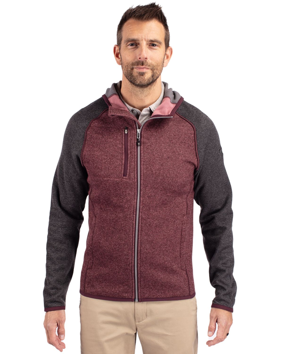 Cutter & Buck Mainsail Sweater-Knit Mens Full Zip Hooded Jacket - MCO00089
