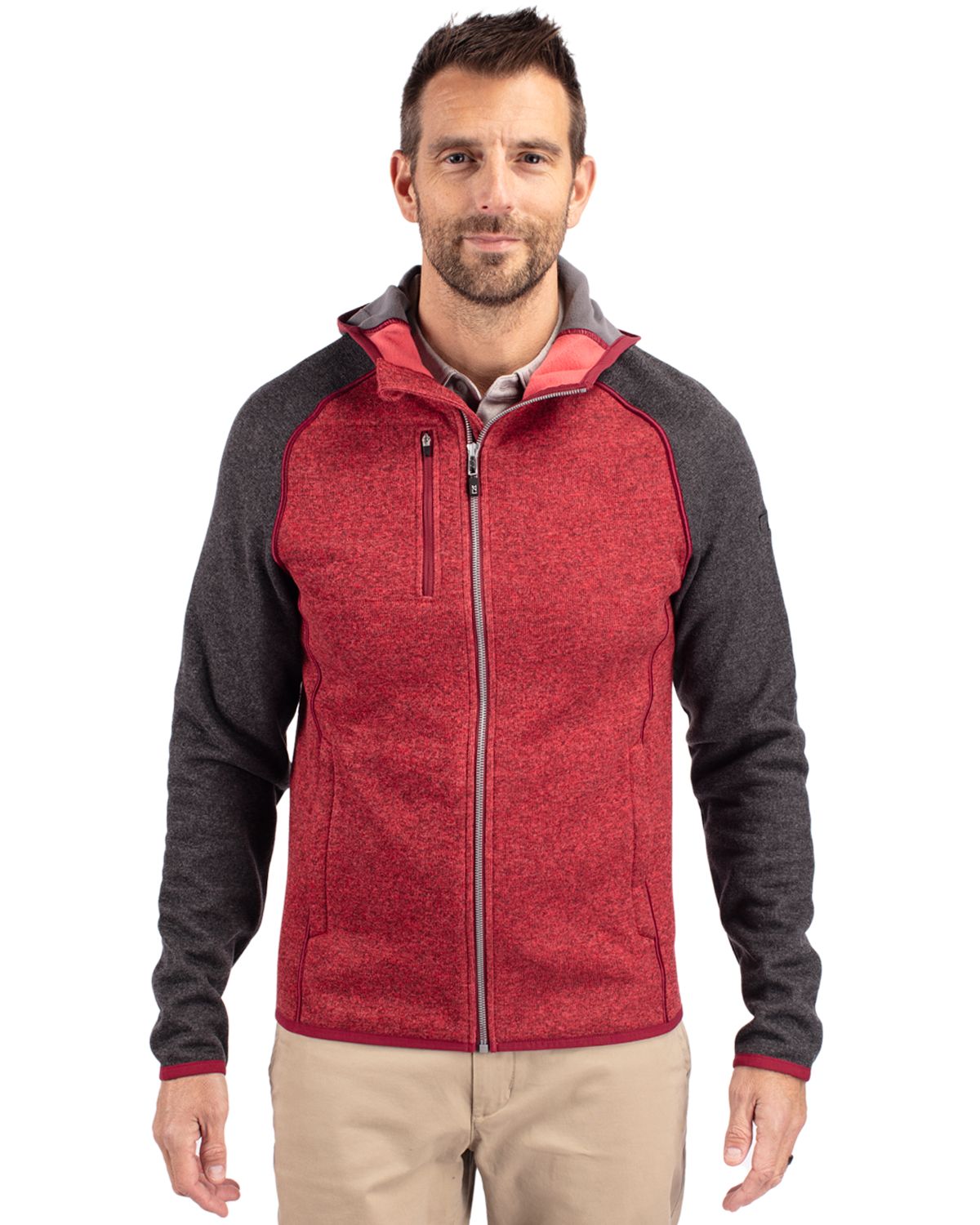 Cutter & Buck Mainsail Sweater-Knit Mens Full Zip Hooded Jacket - MCO00089